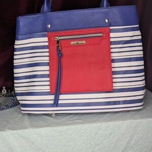 Betsy Johnson Blue And White Tote